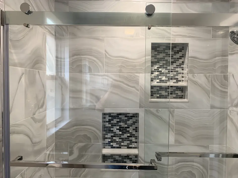 Mosaic niches & sliding door
